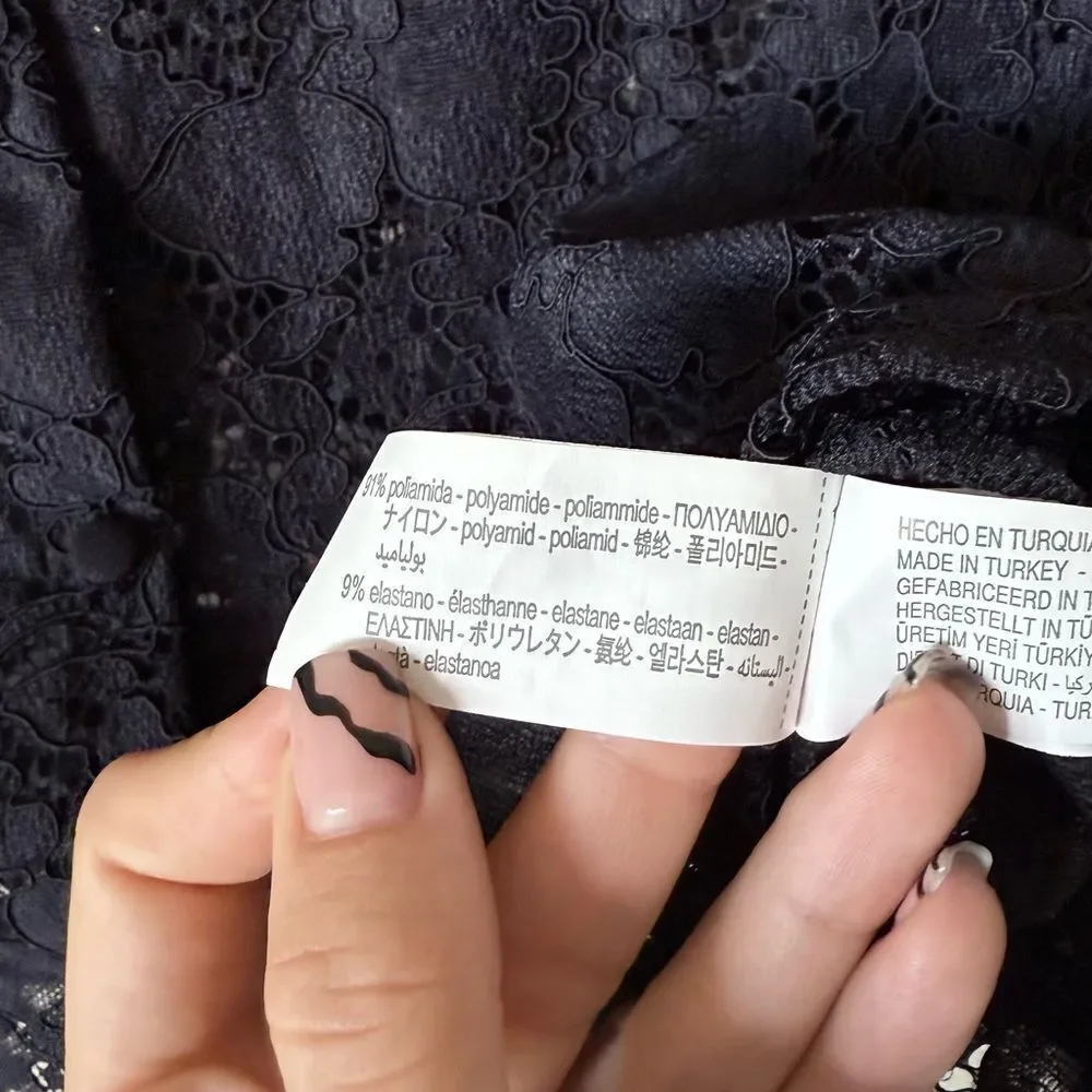 Zara Sheer Lace Black Crop Top Size XS